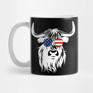 Oh My Stars Cow Shirt, Highland Cow shirt, Highland Cow With 4th July, American Flag Shirt, Fourth Of July Tee, Independence Day Mug